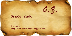 Orsós Zádor névjegykártya
